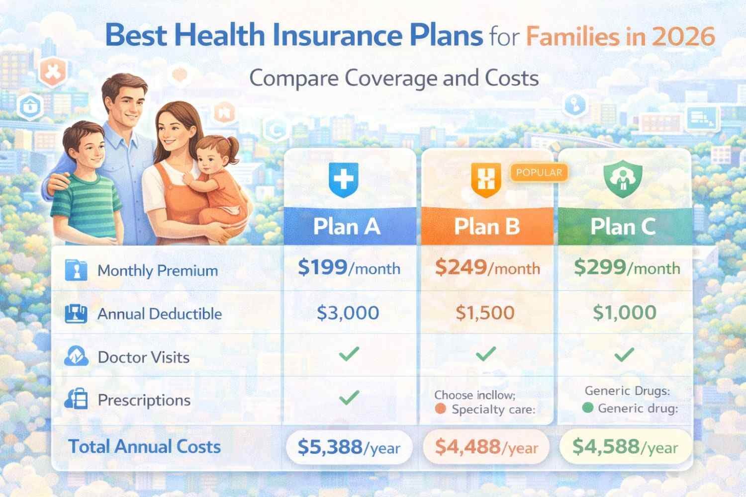Best Health Insurance Plans for Families in 2026 – Compare Coverage and Costs